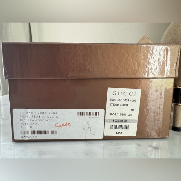 Gucci Suede Heels with Bamboo heel accent. - Picture 4 of 11